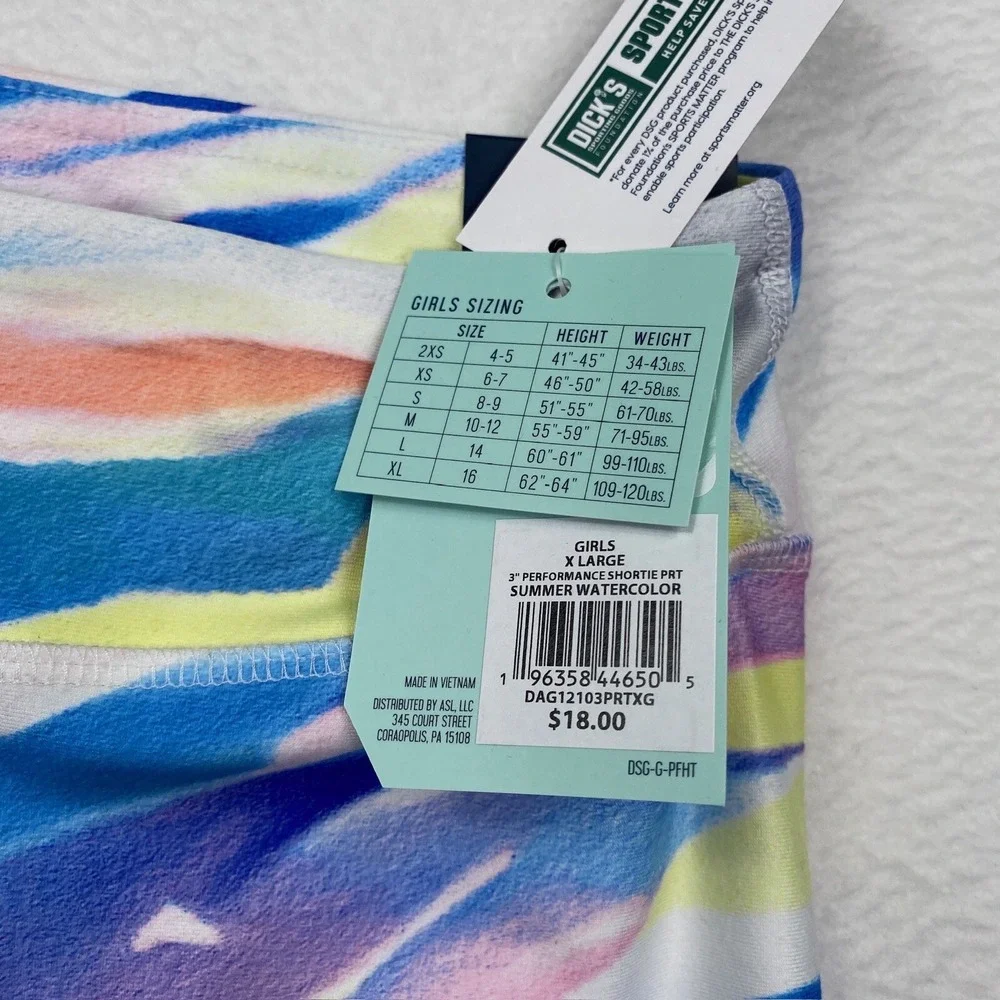 DSG‎ Youth Girls Stride Lined Athletic Workout Shorts Size XL Striped confetti
